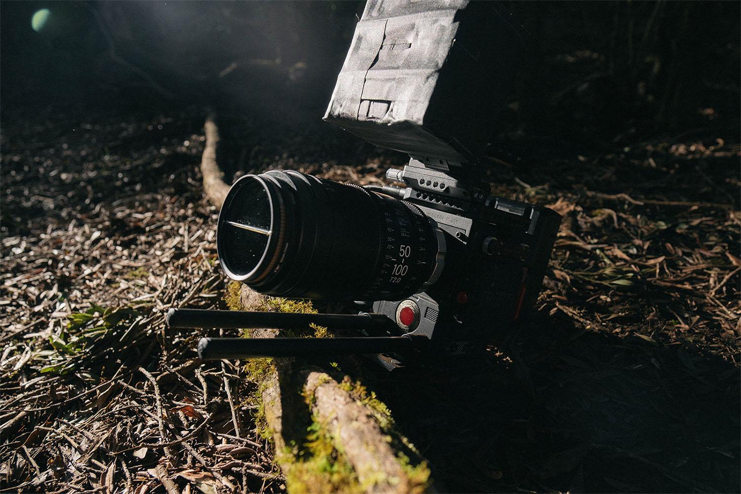 Camera sitting on the ground taking a video