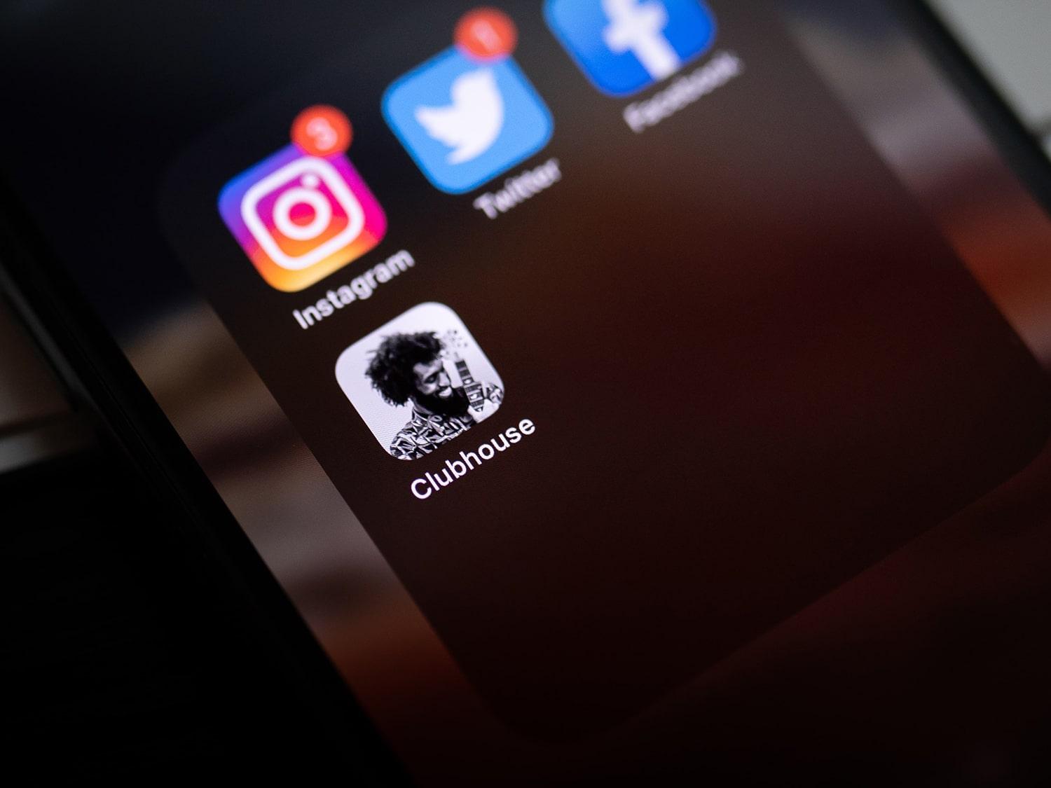 Lawyer's smartphone focused on the clubhouse app